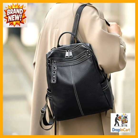 Genuine Leather Backpack Purse Convertible Shoulder Bag Travel Fashion Designer main image 2